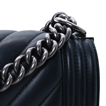 Chanel Calfskin Chevron Quilted Medium Boy Flap Black 15 of 15