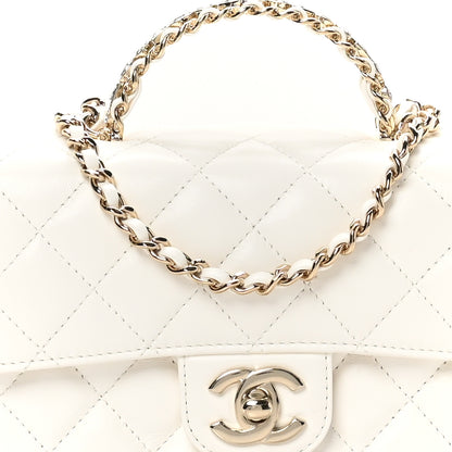 Chanel Lambskin Quilted Mini Crystal Top Handle Rectangular Flap White 8 of 11