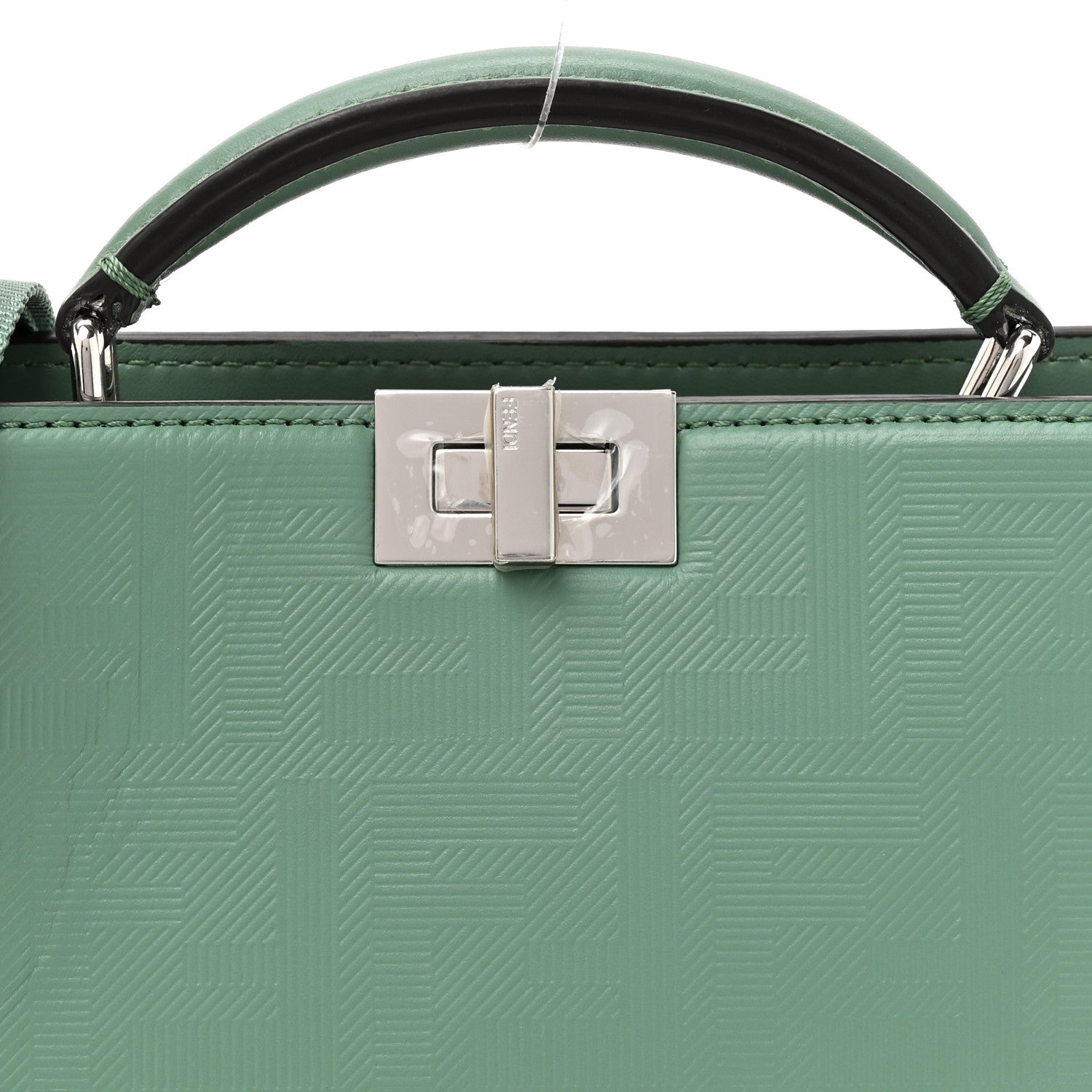 Fendi Calfskin Striped Texture FF Peekaboo I See U X Cross Satchel Green Island 9 of 12