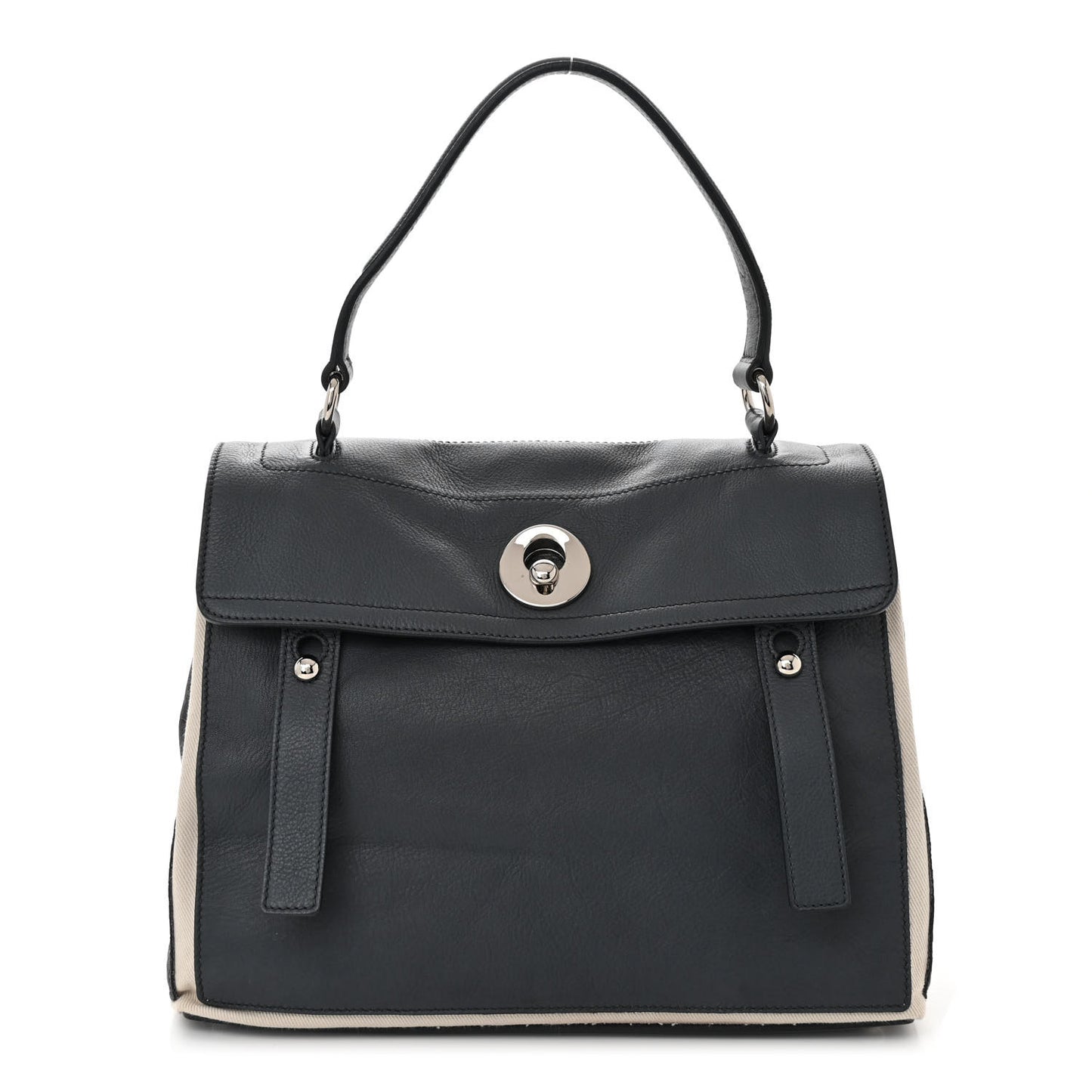 Calfskin Canvas Large Muse Two Grey