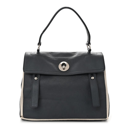 Saint Laurent Calfskin Canvas Large Muse Two Grey 1 of 12