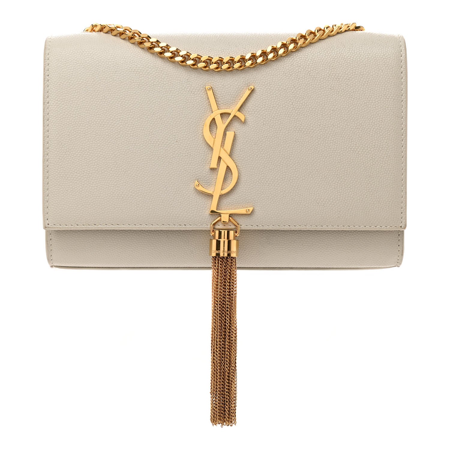Saint Laurent Grain De Poudre Small Classic Monogram Kate Tassel Satchel Crema Soft 1 of 8