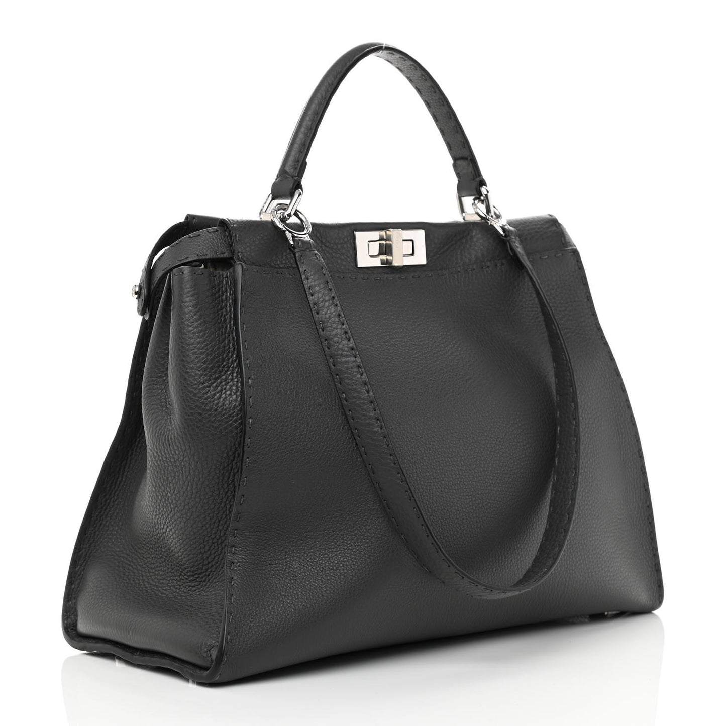 Cuoio Romano Selleria Bi-Color Large Peekaboo Iconic Satchel Asfalto Latte