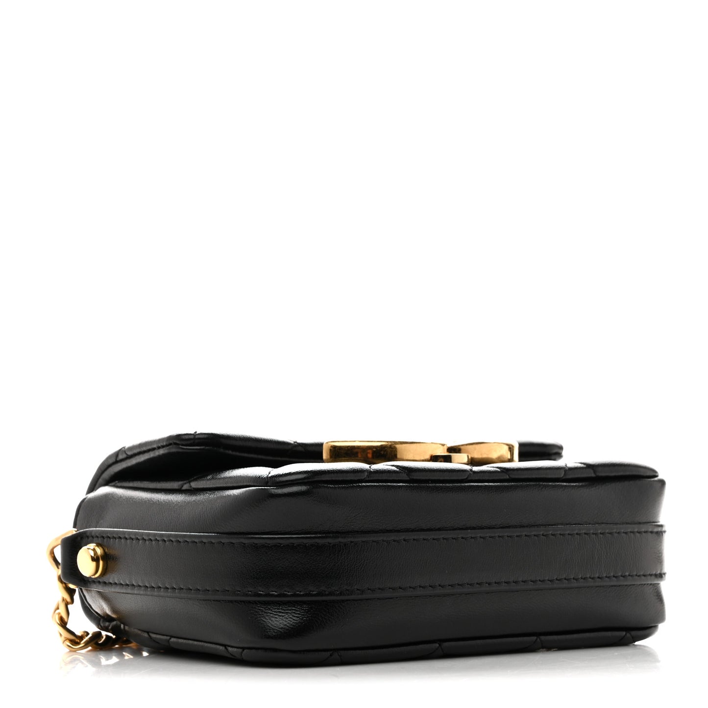 Shiny Crumpled Lambskin Quilted Mini Giant CC Flap Black