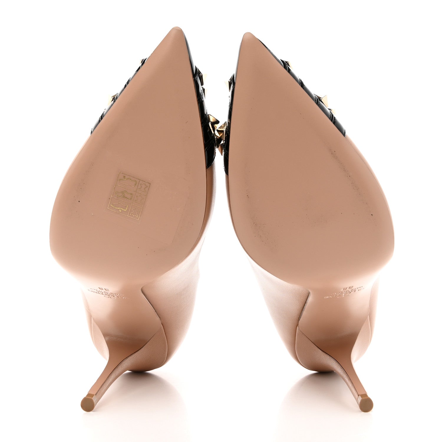 Valentino Garavani Kidskin Patent Rockstud Alcove 110mm Pumps 38 Rose Canelle Black 5 of 15