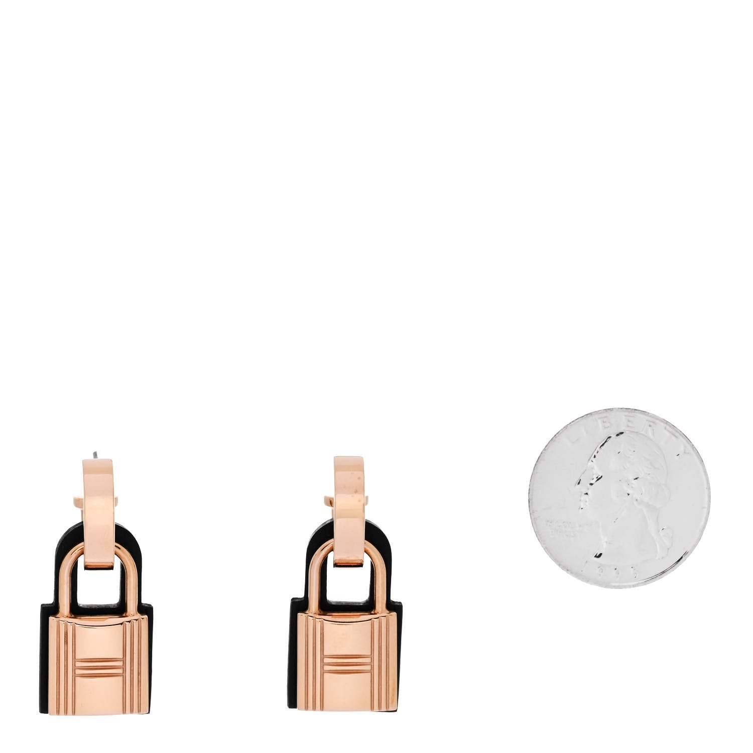 Hermes Rose Gold Swift O'Kelly Earrings Black 2 of 4