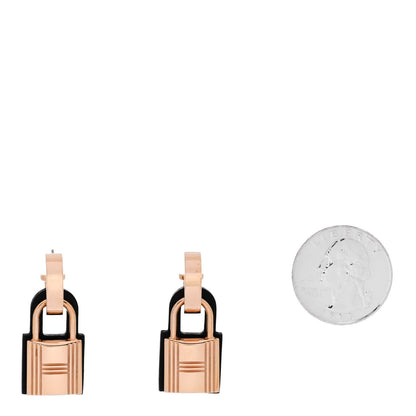 Hermes Rose Gold Swift O'Kelly Earrings Black 2 of 4