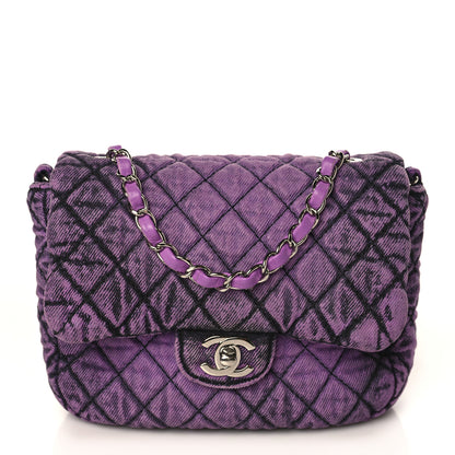 Chanel Washed Denim Quilted Small Denimpression Flap Violet Purple Black 1 of 9