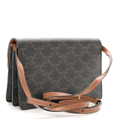 Celine Triomphe Canvas Lambskin Wallet On Strap Tan 3 of 13