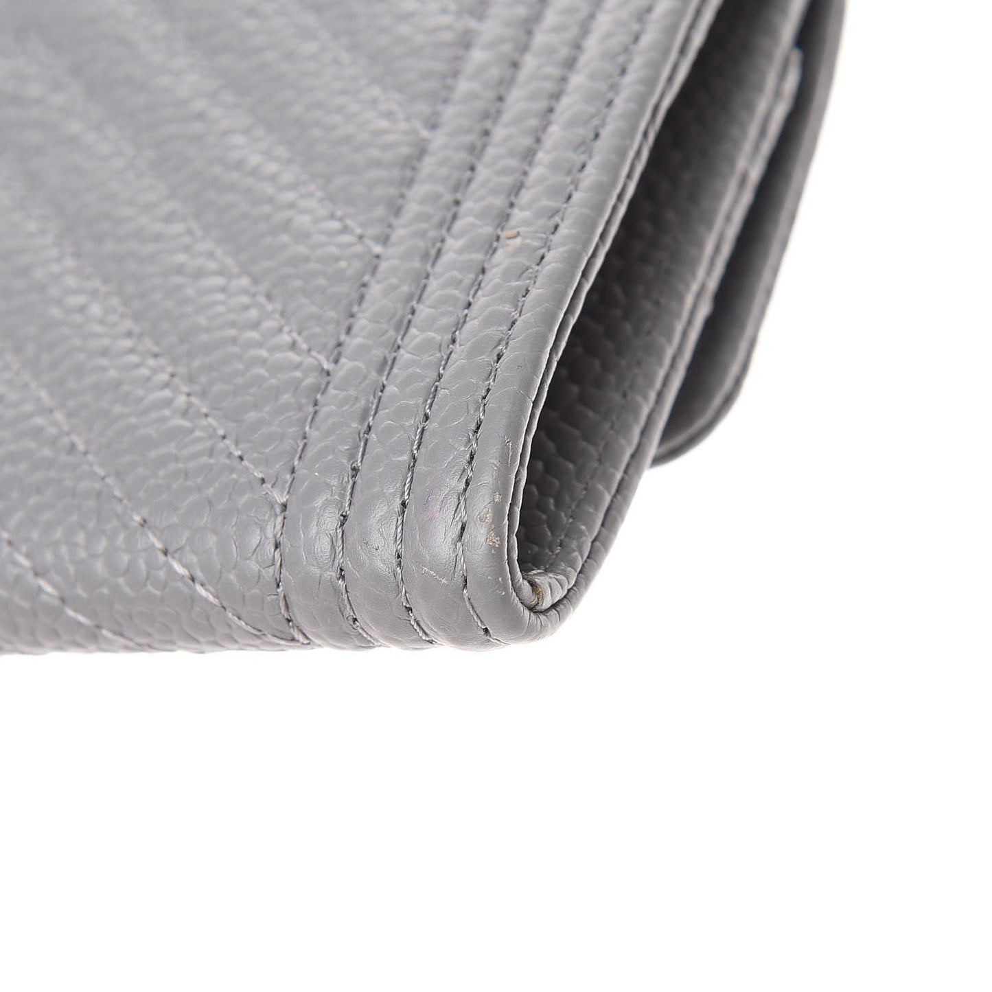 Caviar Chevron Quilted Boy Flap Card Holder Grey