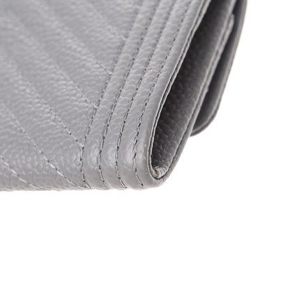 Chanel Caviar Chevron Quilted Boy Flap Card Holder Grey 10 of 13
