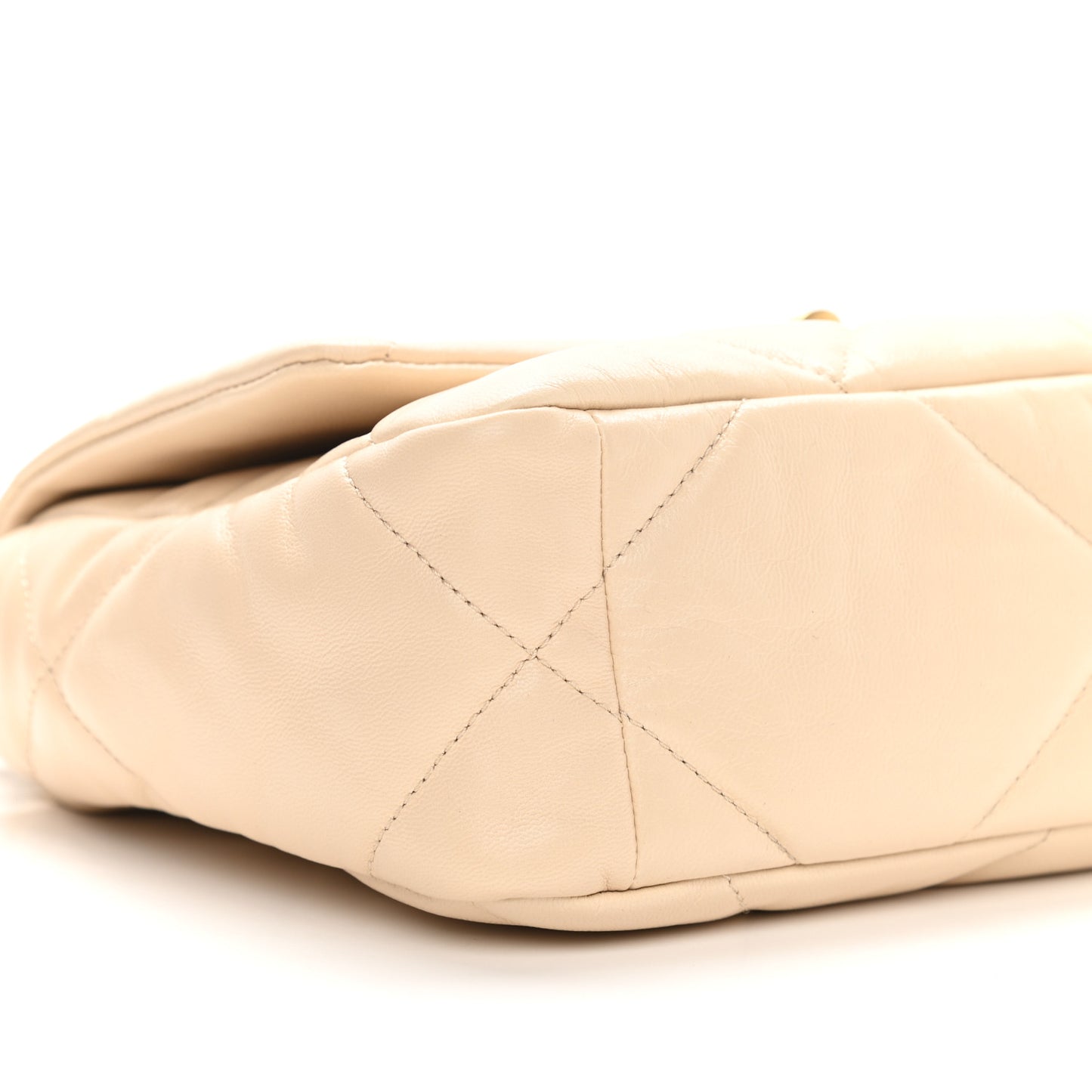 Goatskin Quilted Medium Chanel 19 Flap Beige