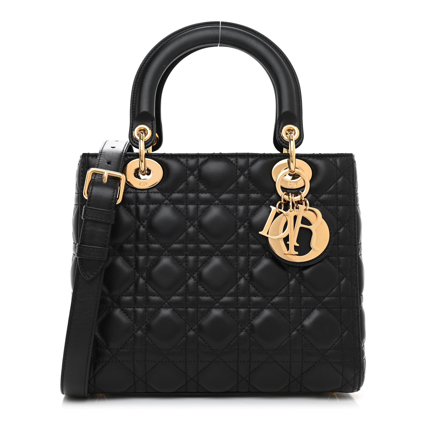 Lambskin Cannage Medium Lady Dior Black