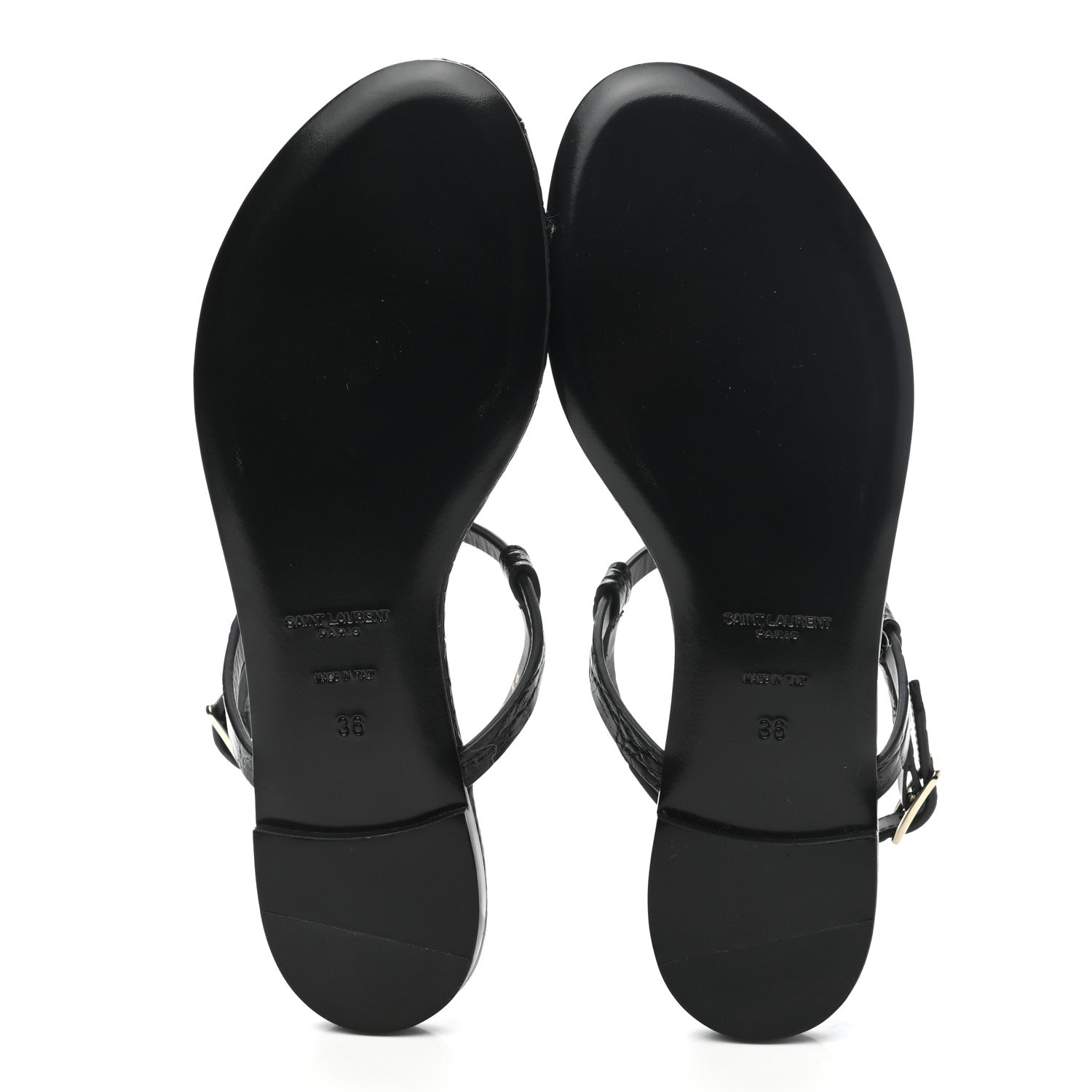 Saint Laurent Patent Calfskin Cassandra Monogram Sandals 36 Black 5 of 9