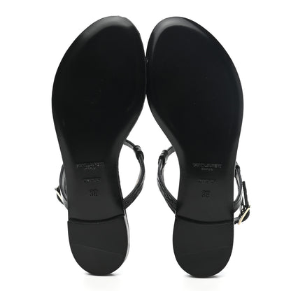 Saint Laurent Patent Calfskin Cassandra Monogram Sandals 36 Black 5 of 9
