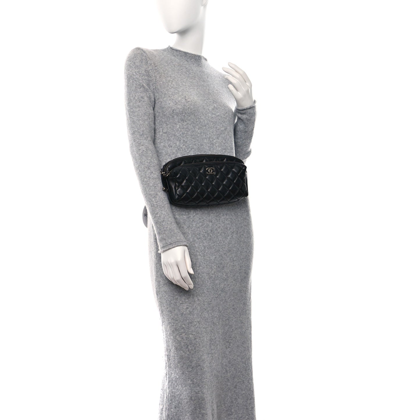 Calfskin Quilted Waist Bag Black