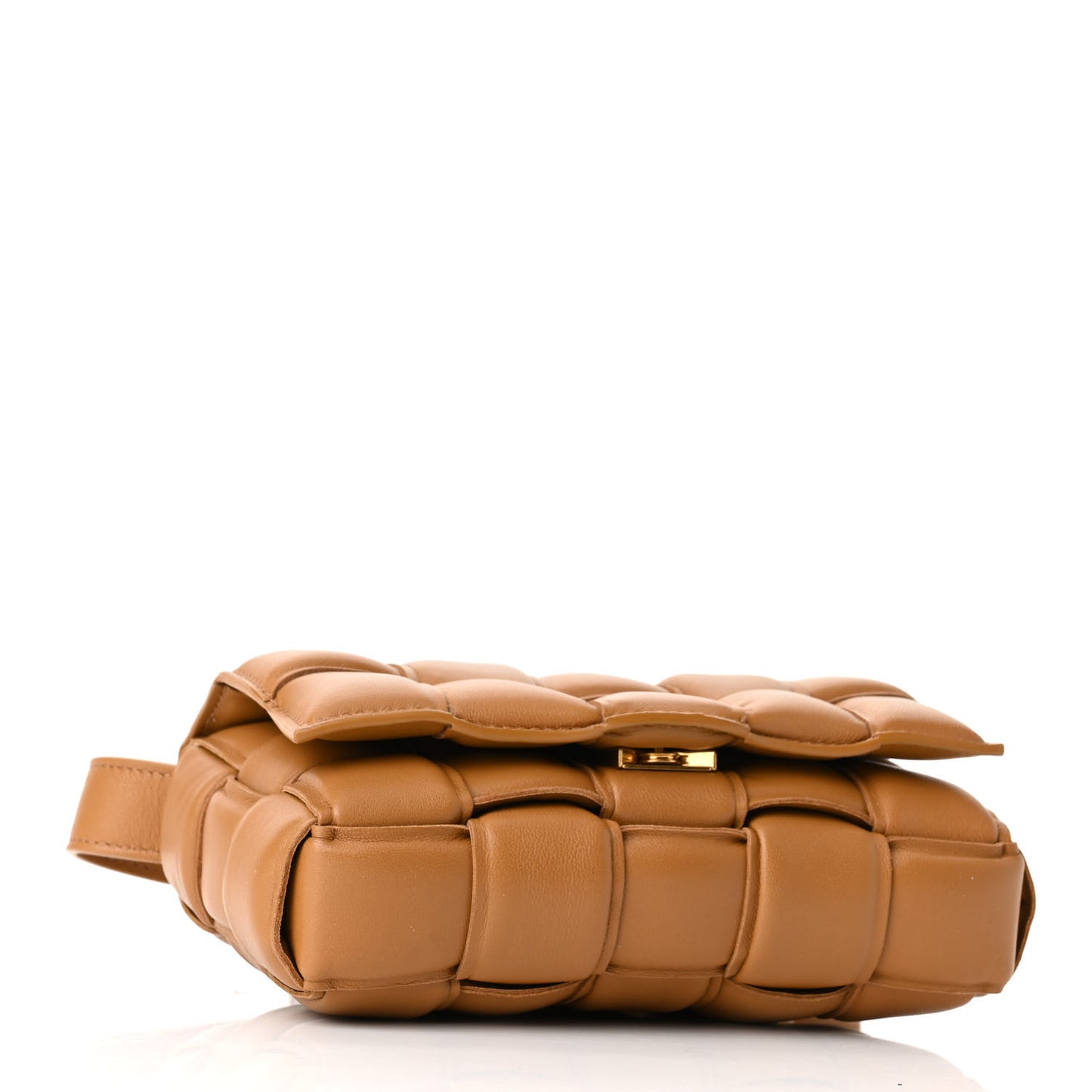 Nappa Maxi Intreccio Small Padded Cassette Crossbody Bag Camel