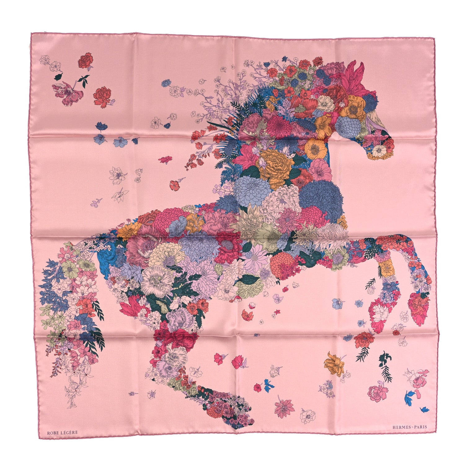 Hermes Silk Twill Robe Legere Scarf 90 Rose Hortensia Bleu 1 of 4