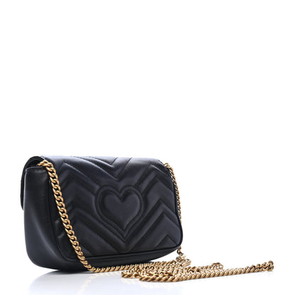 Gucci Calfskin Matelasse Super Mini GG Marmont Shoulder Bag Black 2 of 4