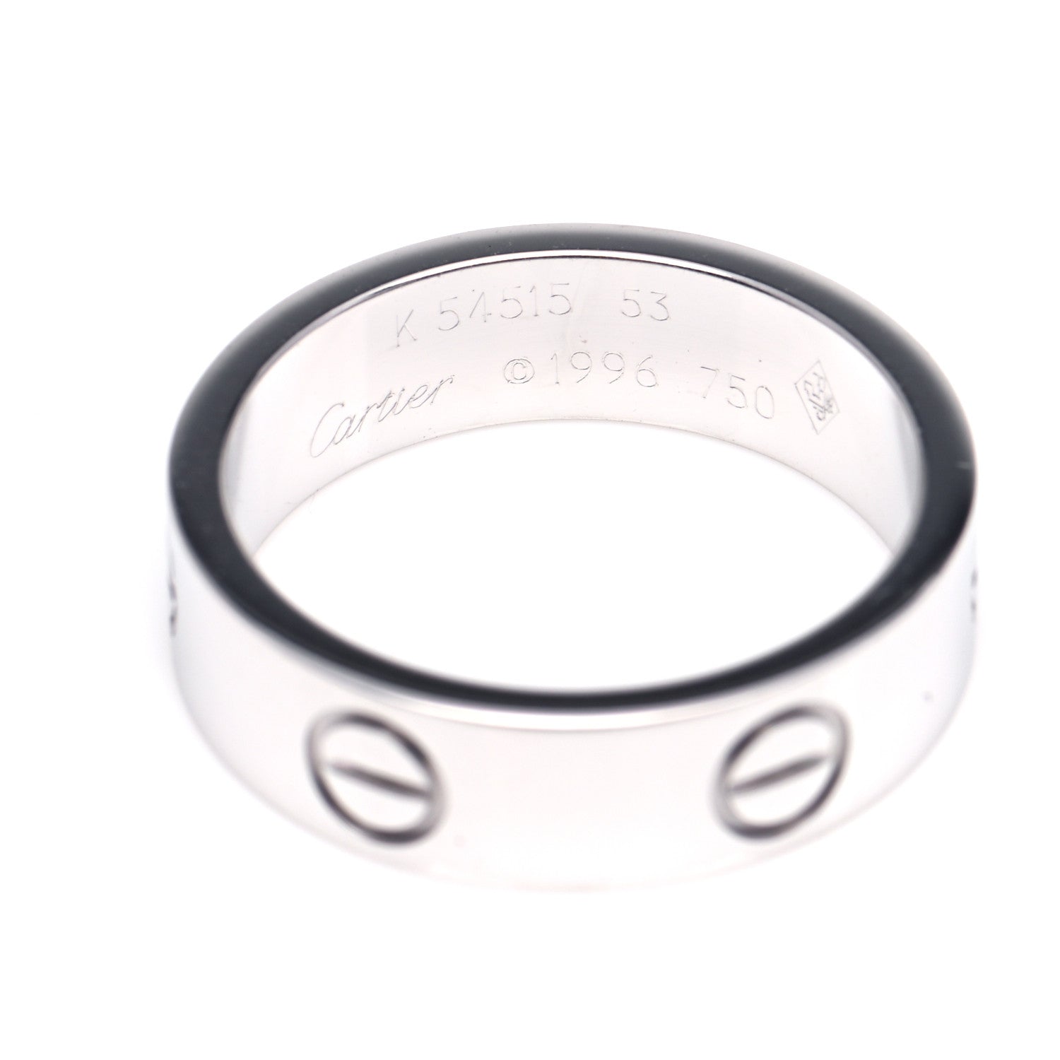 Cartier 18K White Gold 5.5mm LOVE Ring 53 6.5 5 of 5