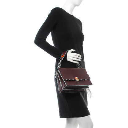 Fendi Vitello Liberty Scalloped Studded Kan I Shoulder Bag Bordeaux 3 of 8