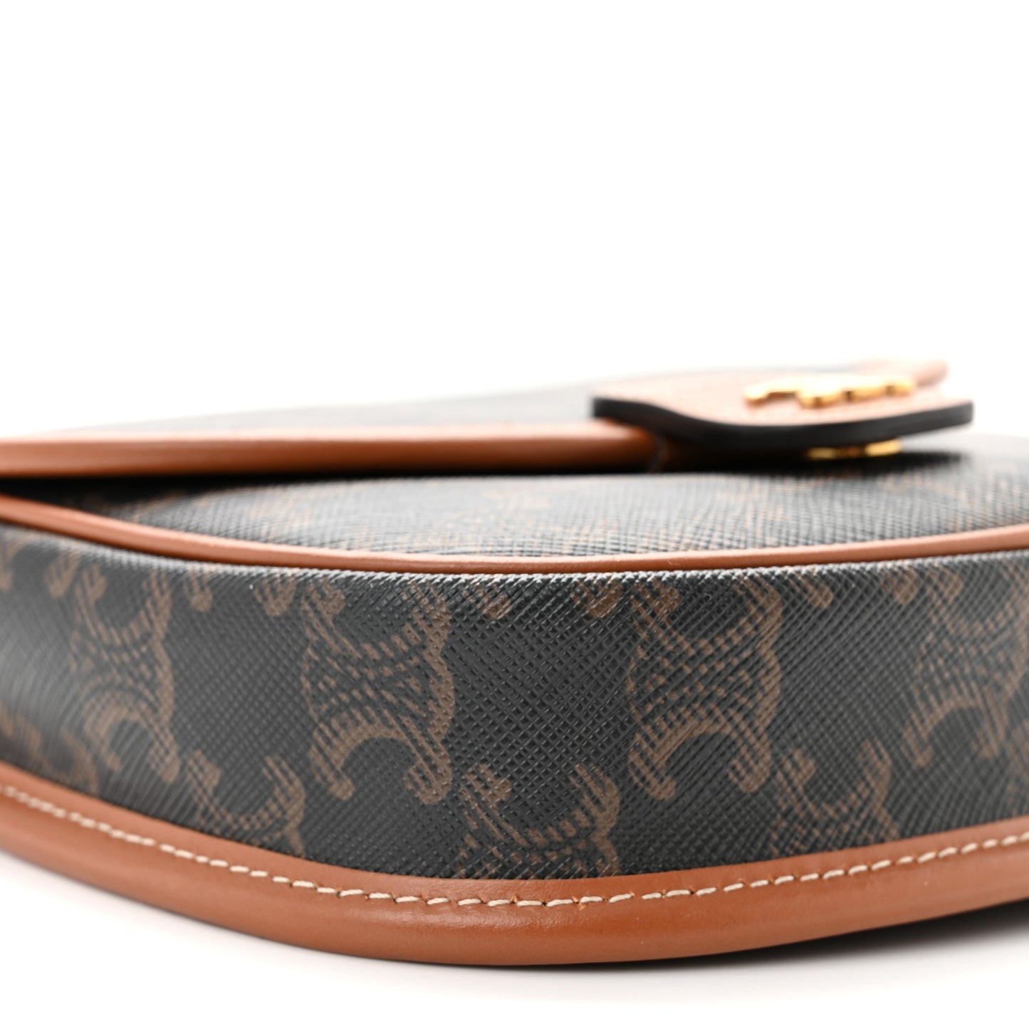 Canvas Calfskin Triomphe Mini Besace Tan