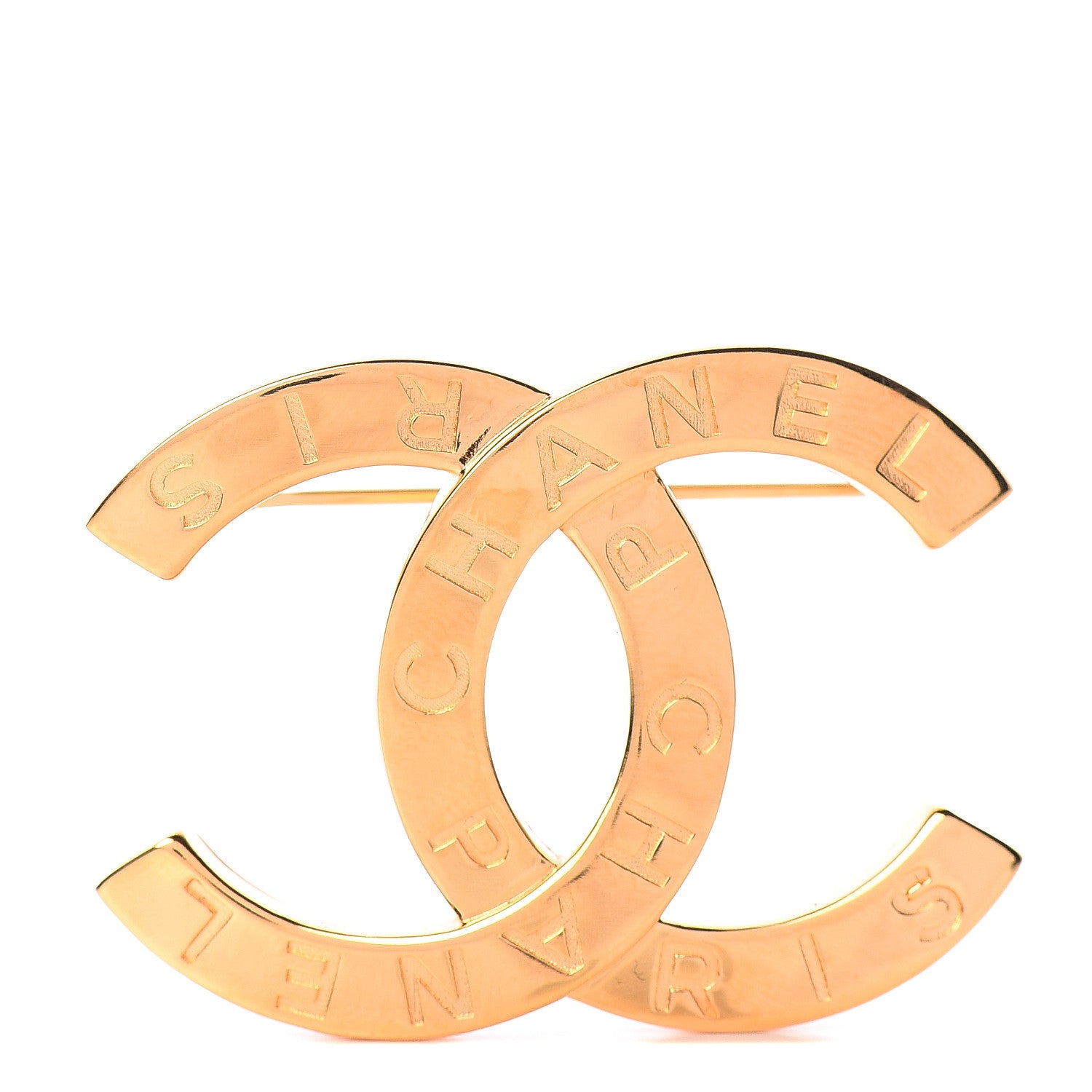 Chanel Metal Paris Button CC Large Brooch Gold 1 of 3