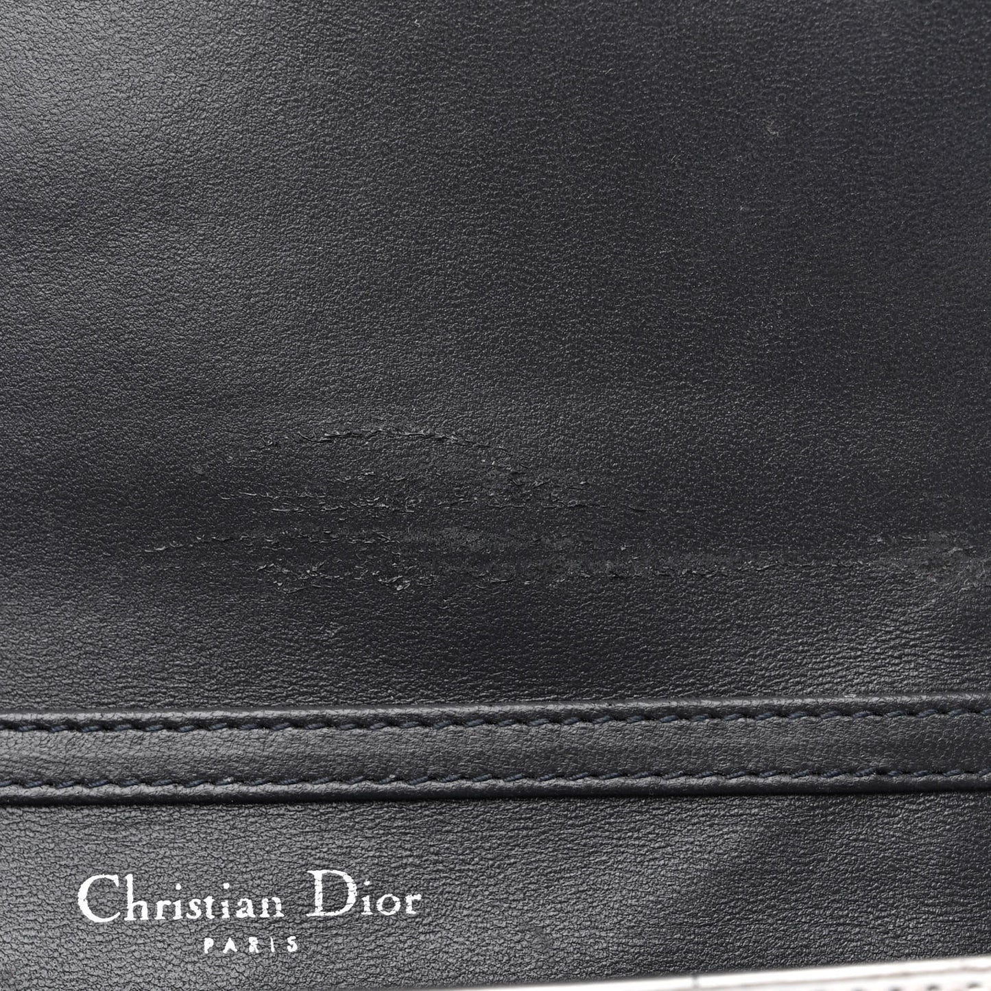 Metallic Patent Micro-Cannage Diorama Wallet on Chain Pouch Silver