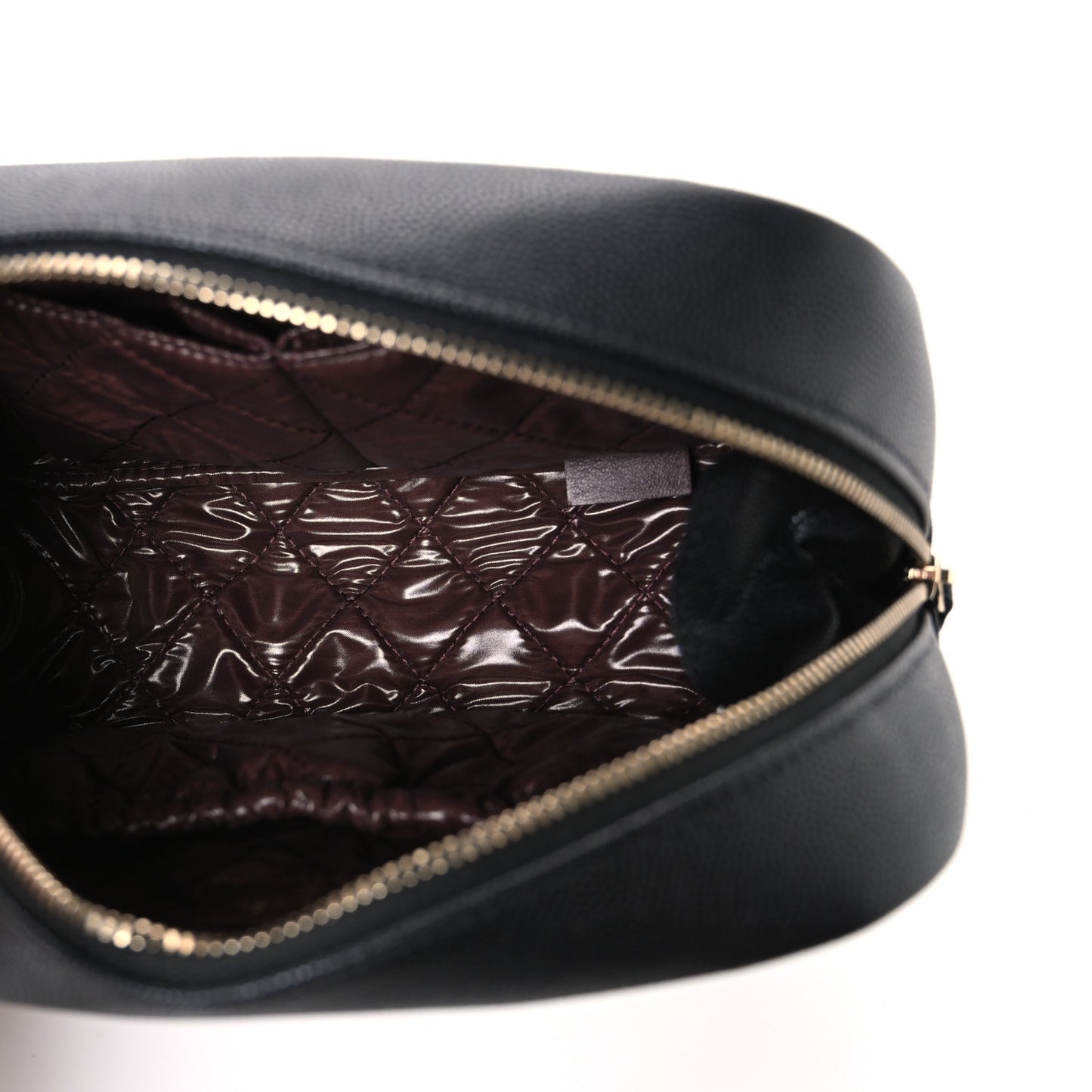 Caviar Quilted Medium Curvy Pouch Cosmetic Case Black