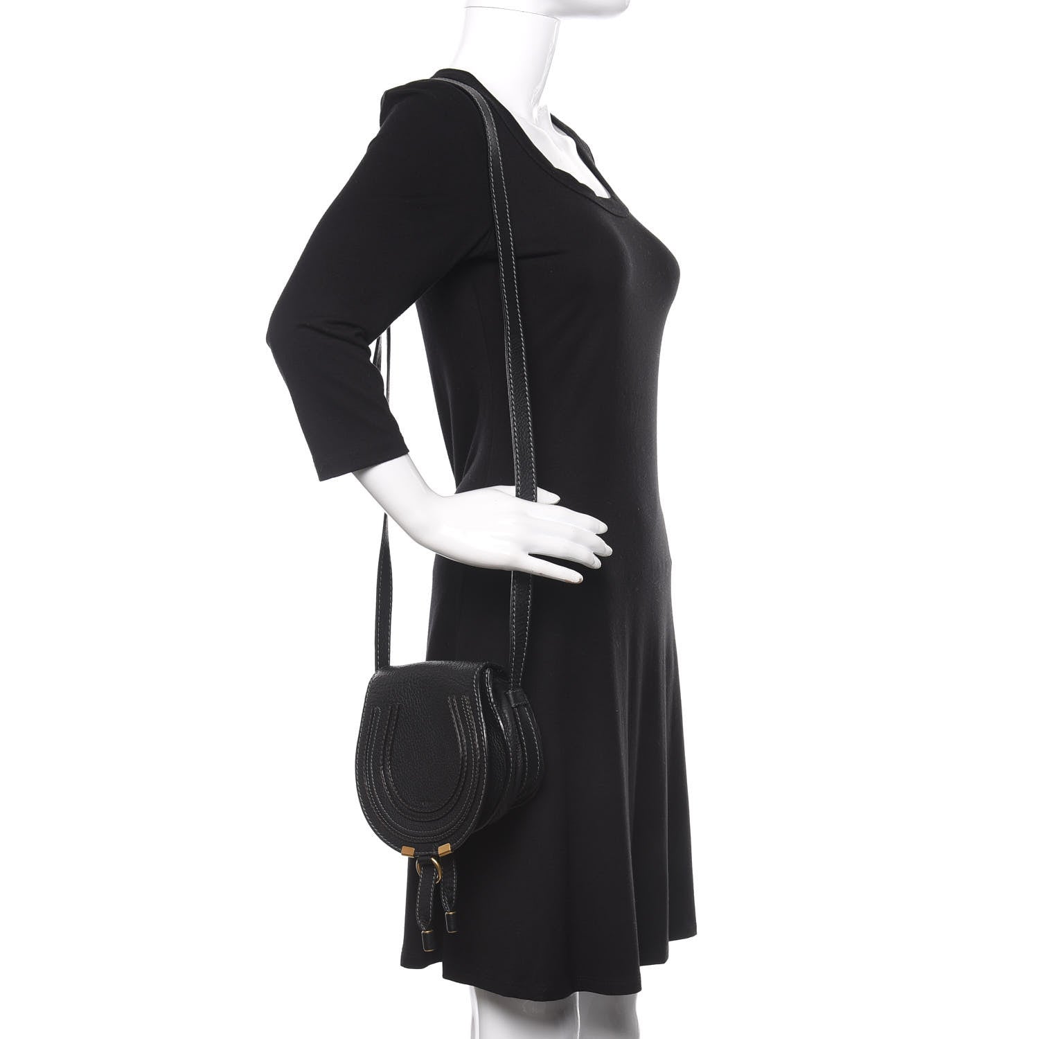 Chloe Calfskin Mini Marcie Round Crossbody Bag Black 2 of 10