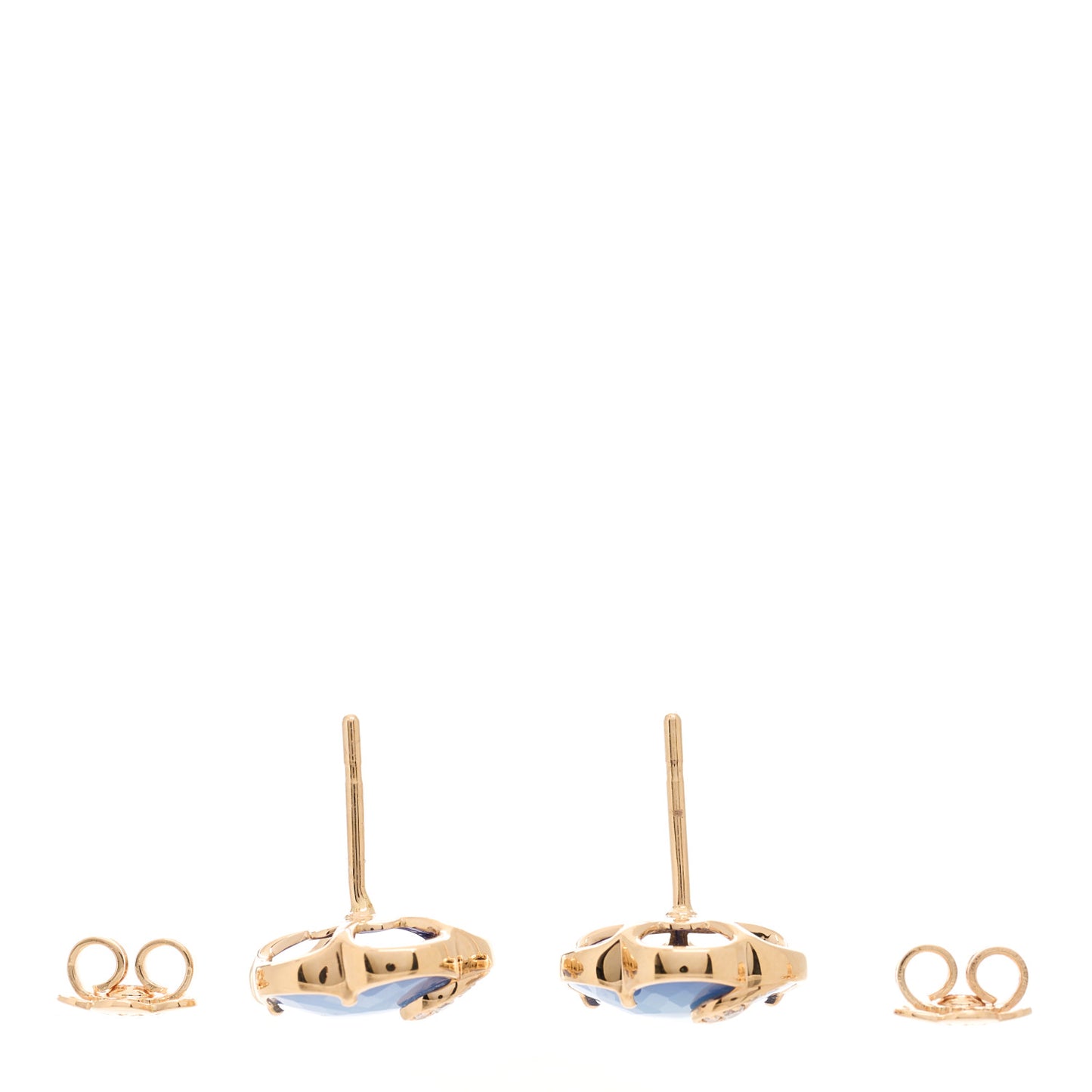18K Rose Gold Diamond Lapis Lazuli White Agate Doublet Petit Joli Earrings