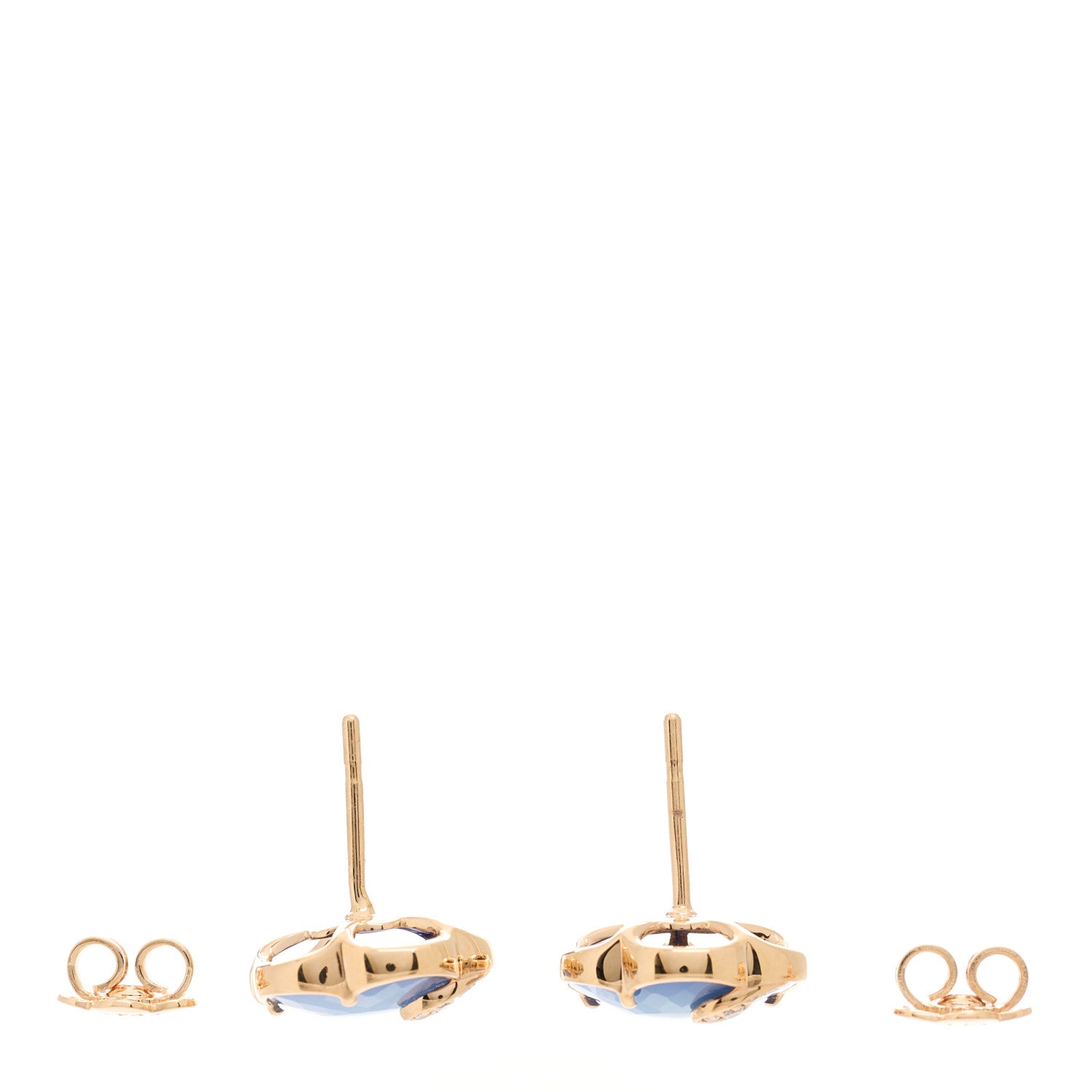 Pasquale Bruni 18K Rose Gold Diamond Lapis Lazuli White Agate Doublet Petit Joli Earrings 3 of 4