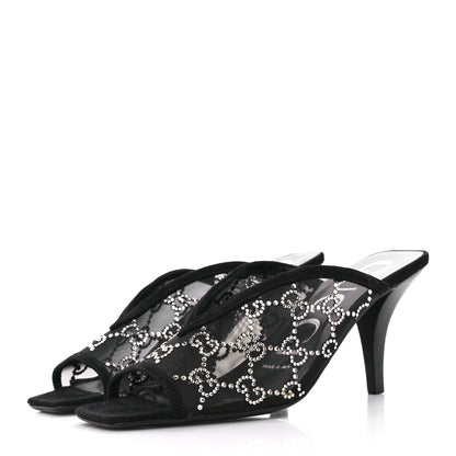 Gucci Tela Retino Kid Scamosciato Crystal GG Monogram Square G 95mm Slide Sandals 36.5 Black 2 of 10