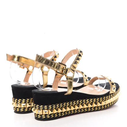 Christian Louboutin Specchio Suede Rope Cataclou 60 Platform Sandals 38 Gold Black 4 of 13