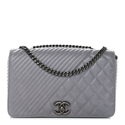 Chanel Glazed Calfskin Quilted Medium Coco Boy Flap Light Grey 1 of 11