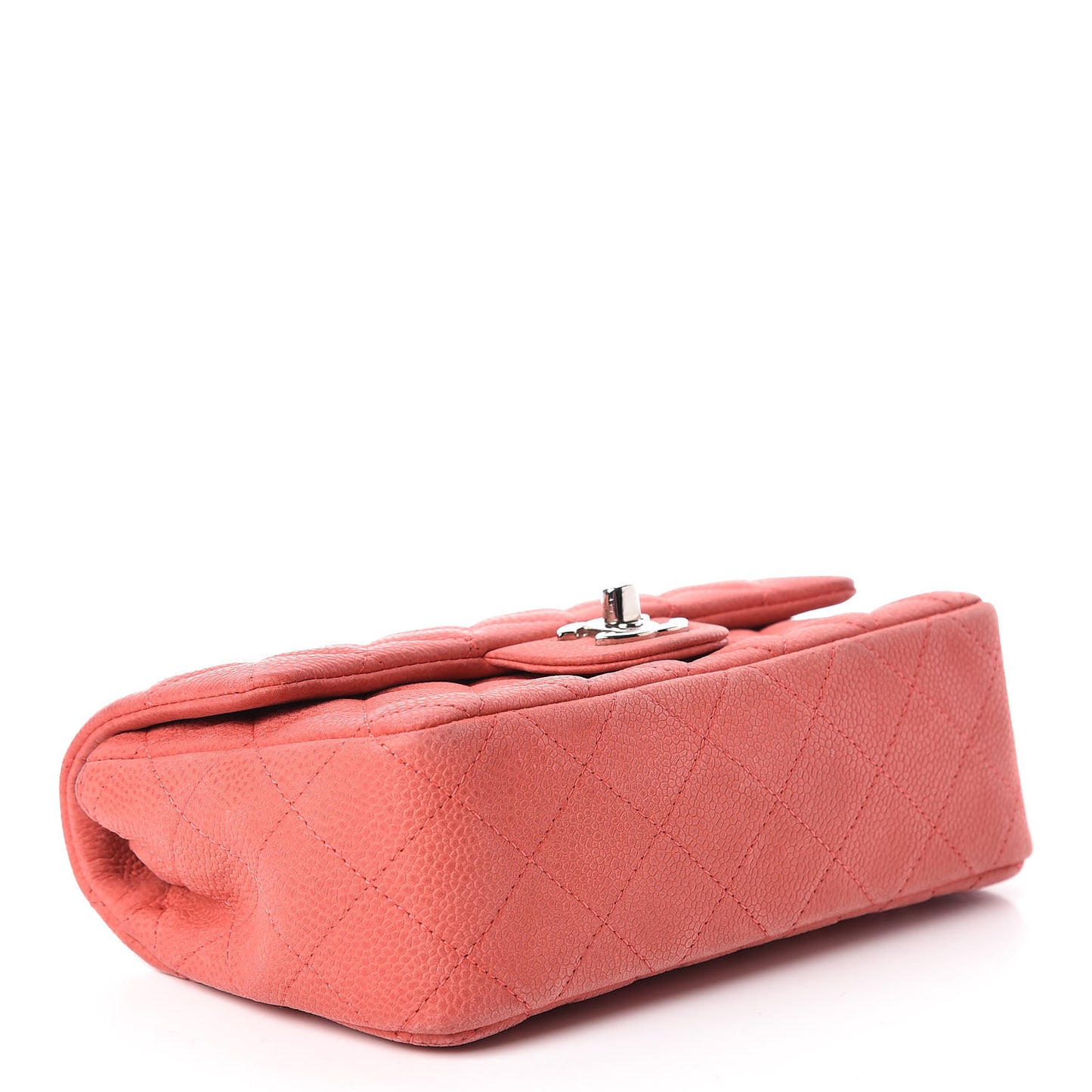 Iridescent Caviar Quilted Mini Rectangular Flap Dark Pink