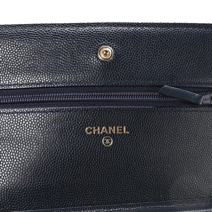 Chanel Caviar Quilted Wallet on Chain WOC Navy Blue 6 of 11
