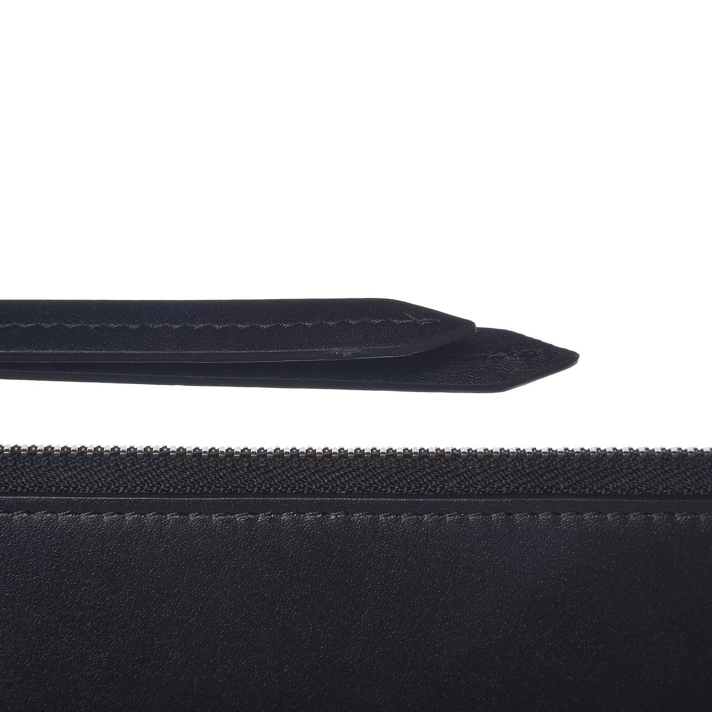 Calfskin Striped Oversized Bee Zip Pouch White Black