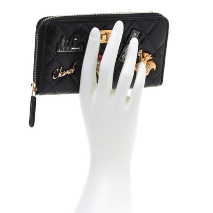 Chanel Aged Calfskin Quilted Small New York Charms 2.55 Reissue Zip Around Wallet Black 2 of 13