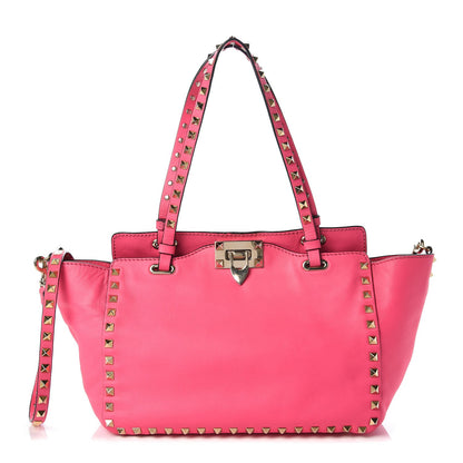 Valentino Garavani Vitello Small Rockstud Tote Fuxia Fluo 1 of 8