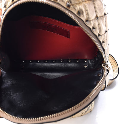 Valentino Garavani Metallic Lambskin Quilted Mini Rockstud Spike Backpack Mekong 5 of 9