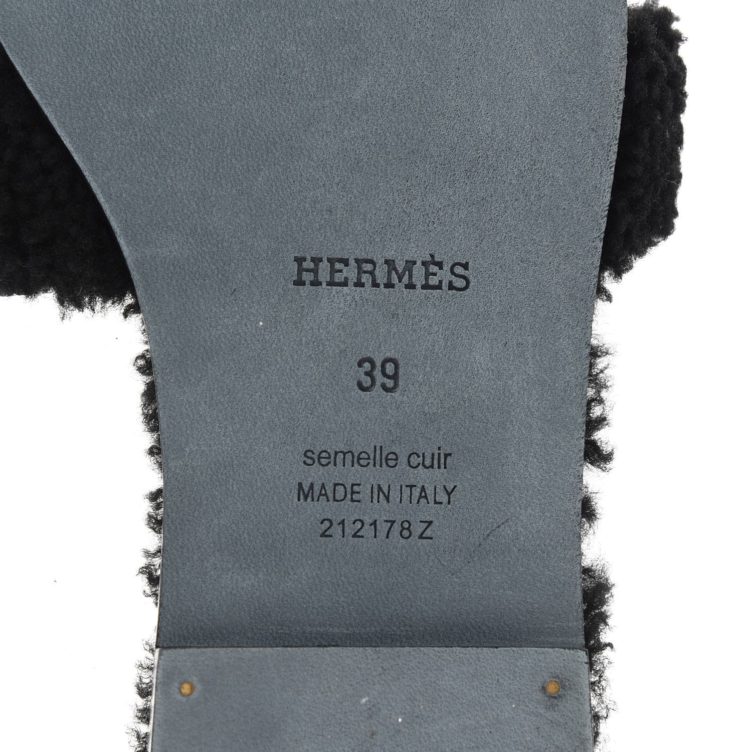 Hermes Woolskin Oran Sandals 39 Black 6 of 8
