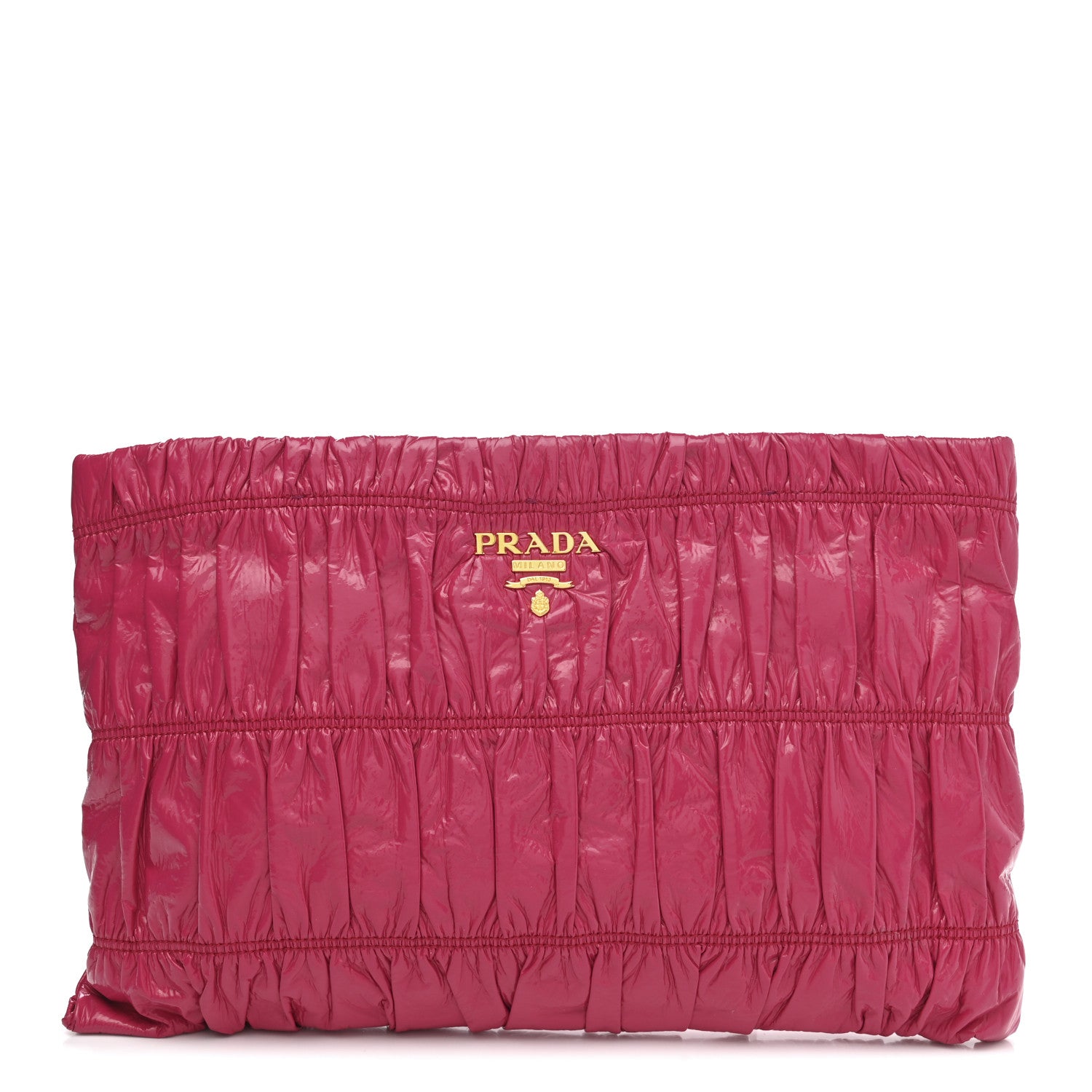 Prada Nappa Gaufre Ruched Clutch Begonia 1 of 8