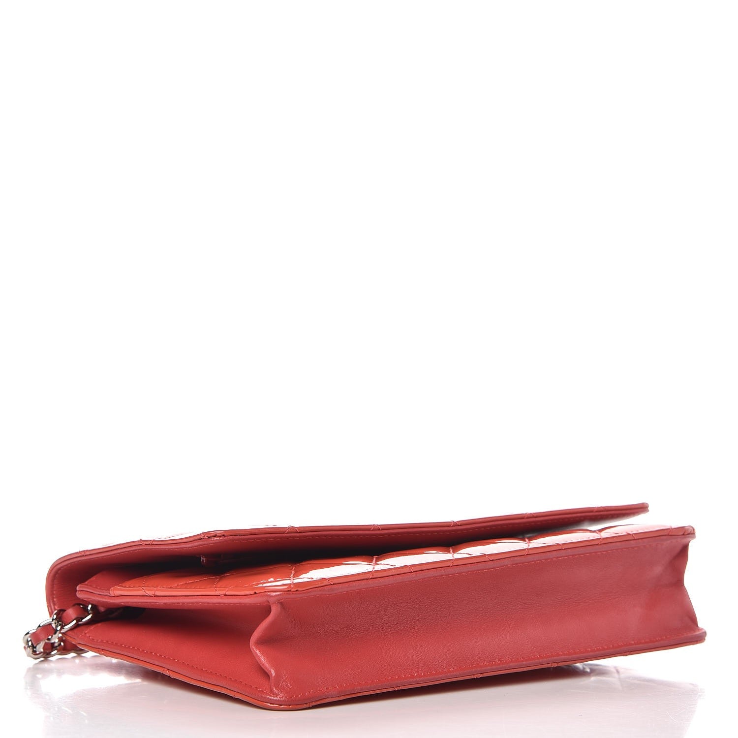 Chanel Patent Quilted Wallet On Chain WOC Coral 4 of 11