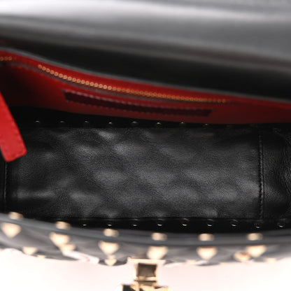 Valentino Garavani Lambskin Ayers Flames Medium Rockstud Spike Shoulder Bag Black 5 of 9