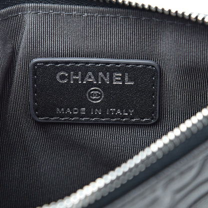 Chanel Goatskin Camellia Embossed Cosmetic Pouch Anthracite 6 of 8