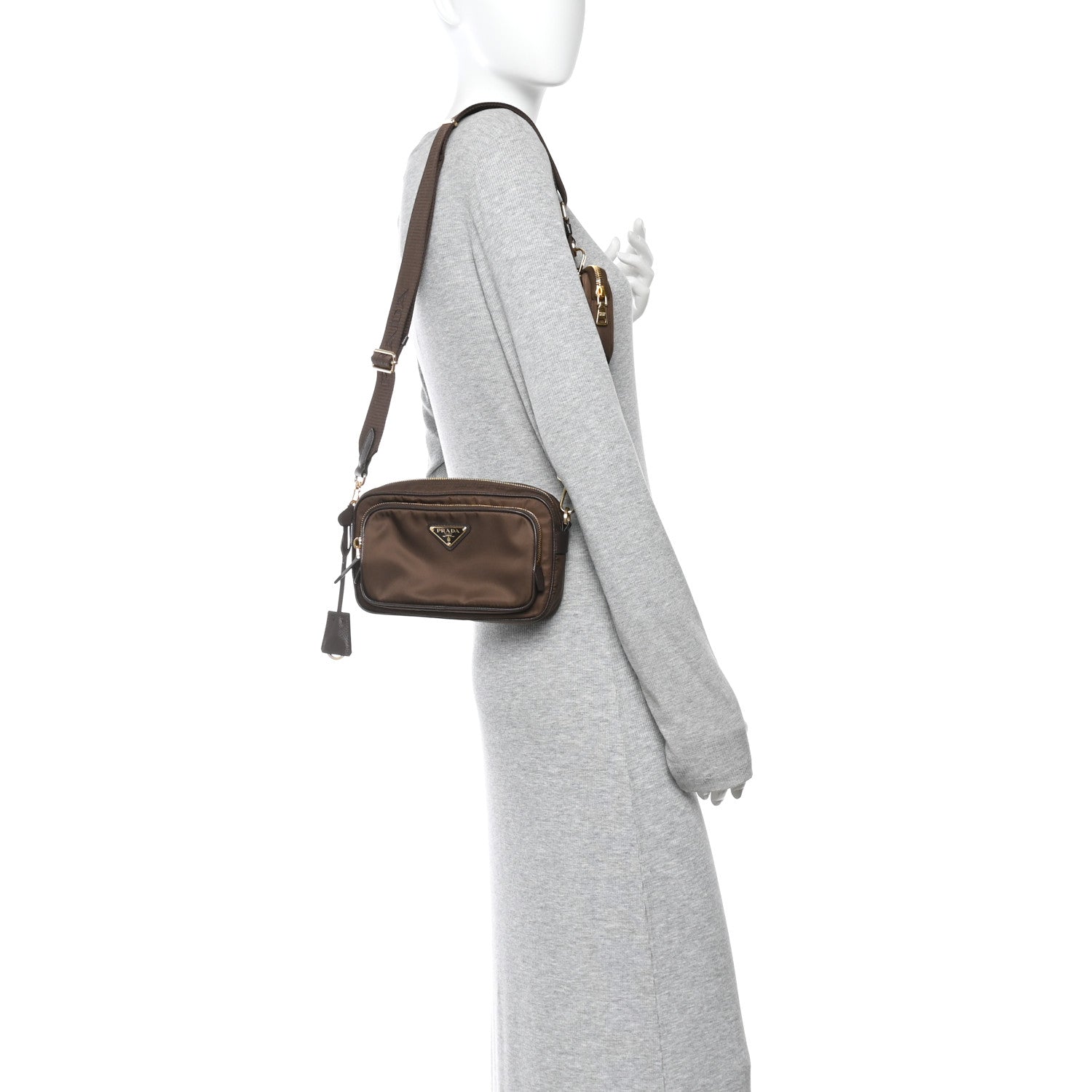 Prada Re-Nylon Saffiano Mini Shoulder Bag Sienna 2 of 9