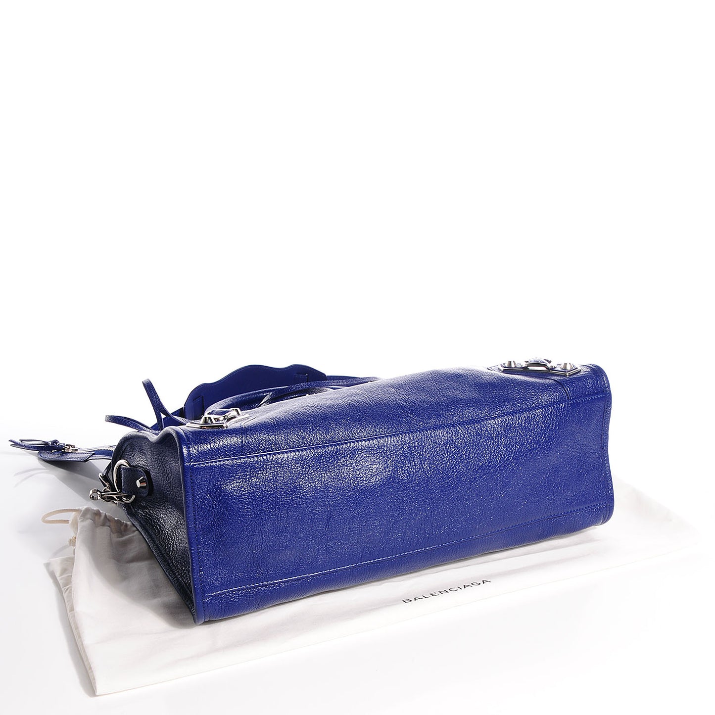 Chevre Silver Metallic Edge Hardware City Bleu Roi
