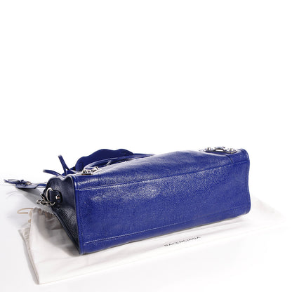 Balenciaga Chevre Silver Metallic Edge Hardware City Bleu Roi 6 of 12