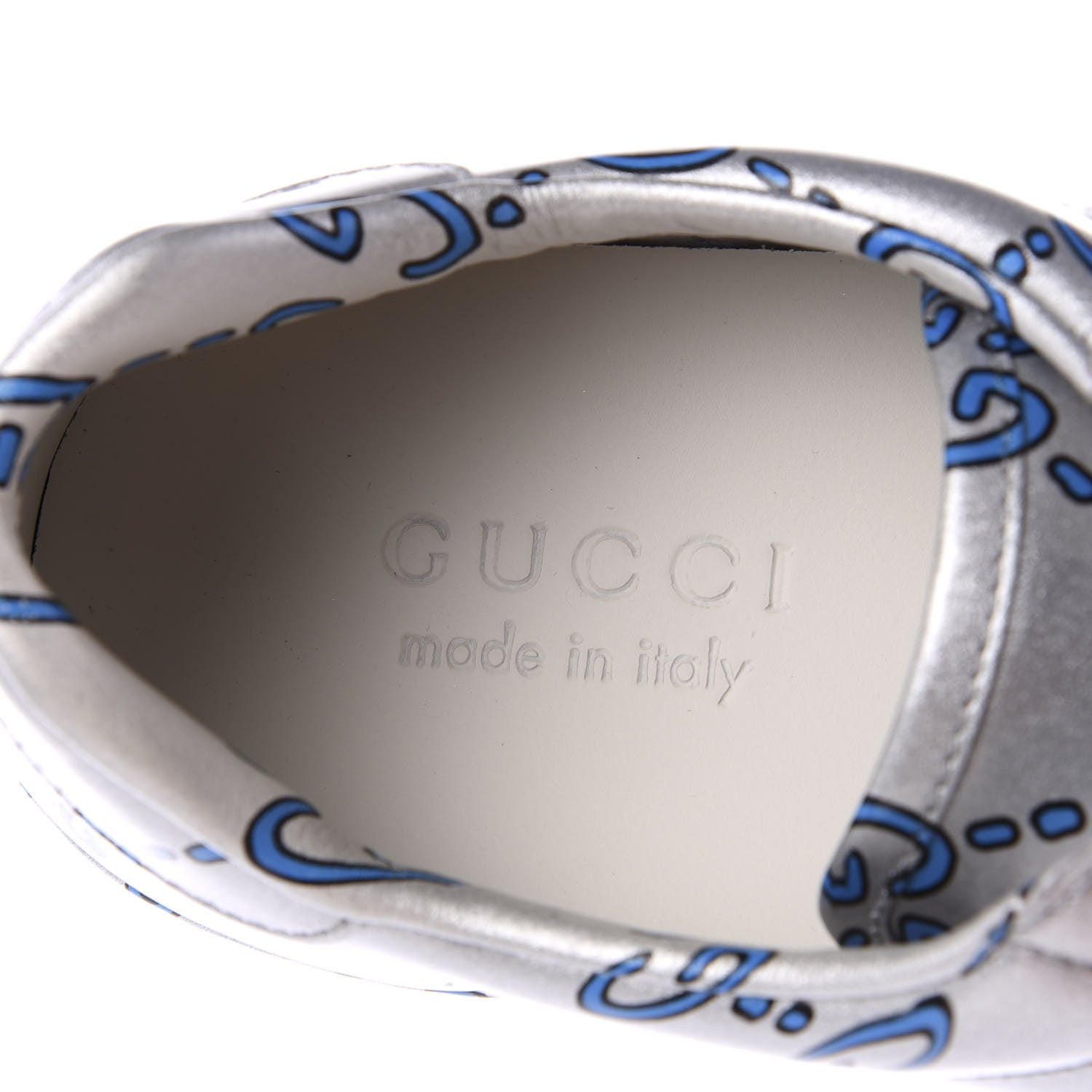 Gucci Miro Rubber Wax GucciGhost Print Mens New Ace Sneakers 6.5 Silver 9 of 10